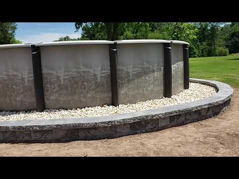 Littlestown Retaining Wall Installation around above ground pool - poolscape idea's - DREAMscape