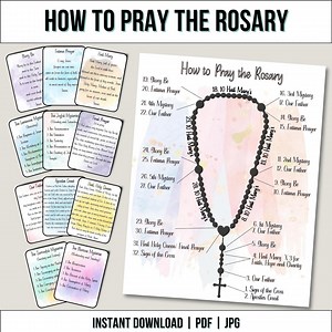 How to Pray the Rosary Guide: Catholic Prayer Cards (PDF Download) - Etsy
