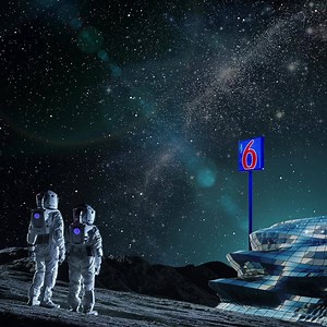 You won’t believe how beautiful the night sky is at our newest property. Get ready to book your room at our new Motel 6 where the light is always left on! 🌕 #AprilFools | Motel 6