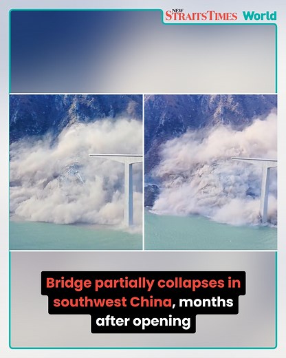 #NSTTV A newly opened bridge in China’s Sichuan province has collapsed following a series of landslides, local authorities confirmed. The 758-metre Hongqi Bridge, which links China’s heartland to Tibet, had already been closed after cracks appeared on nearby slopes. The landslides destroyed the bridge’s approach and roadbed, but no casualties were reported. Authorities say the early closure prevented any loss of life as conditions worsened. #HongqiBridge #Sichuan #China #Landslides #Road #Constr