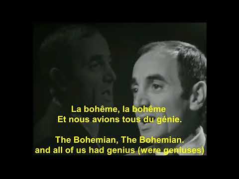 Charles Aznavour La Boheme avec Paroles français with English lyrics