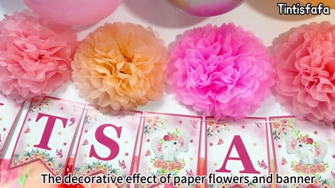 Pink Elephant Baby Shower Decorations It's a Girl Baby Decor Baby Girl BabyShower Party Supplies with "Mommy to be" Sash, It's a Girl Banner, Pom Pom, Honeycomb and Hanging Swirl, Balloons