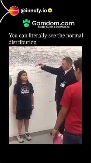 Innofy.io on Instagram: "Post shares a video of Roman Ondák's 2007 installation 'Measuring the Universe', where over 50,000 gallery visitors marked their heights on a blank wall across 62 days, forming a thick horizontal band that visually mimics the bell-shaped normal distribution. Human height data from large-scale studies, such as those in the NCD Risk Factor Collaboration, confirm this near-normal pattern, with global averages around 171 cm for men and 159 cm for women, and standard deviatio