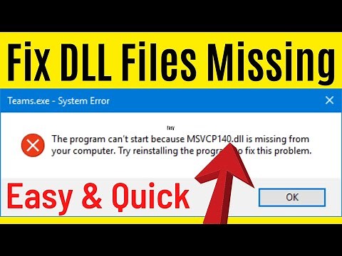 How to Fix All .DLL Files Missing Error in Windows 10/8/7 PC for FREE | Easily & Quick Way