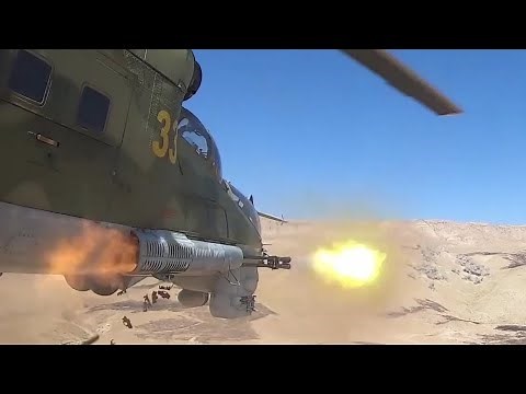 Russian Combat Helicopters In Action: MIL MI-24 Hind & Kamov KA-52 Alligator Unleash Their Firepower
