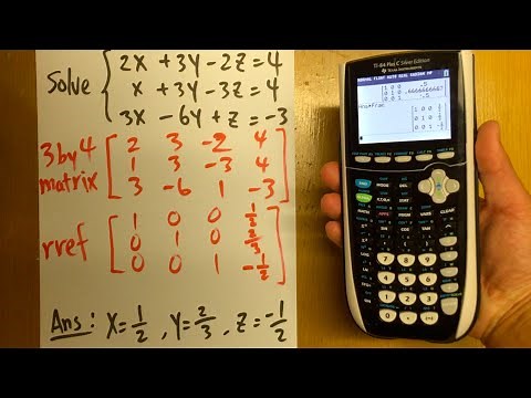 Ti 84 Tutorial, Solve 3 by 3 System of Equations by Matrix (rref!)
