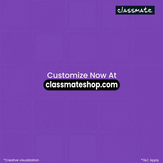 With Classmate, you can capture special memories in your very own personalized notebook. From selfies to snapshots, you can get them all on the cover as a pack of 6 notebooks starting at INR 431. We deliver across India. Visit classmateshop website to start designing your notebook covers! For any queries, contact us on care@classmateshop.com or call our customer care at 18004253242 (Monday to Friday from 9.30AM to 5.30PM) | Classmate