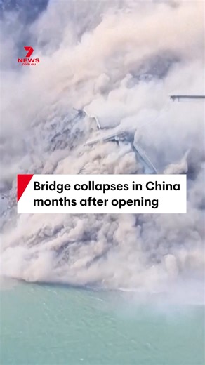 Video has captured the moment a bridge collapsed in China's Sichuan province, just months after being opened to the public. #china #bridge #bridgecollapse #news #sichuan | 7NEWS Australia