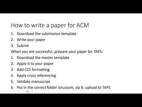 How to write a paper for ACM and submit using TAPS