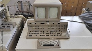 Old Vintage Computer From The 80s - 90s. Retro PC Computing Machine
