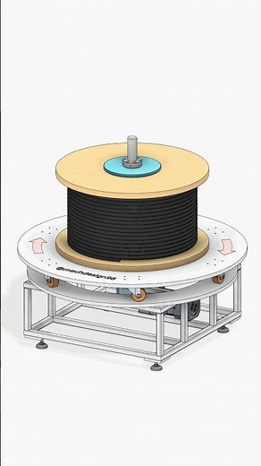 Heavy-Duty Cable Pay-off Mechanism with Casters | 3D Animation