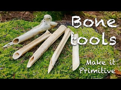 Bone tools 2: Primitive bone knife, chisel & awl, antler pressure flaker 🦴
