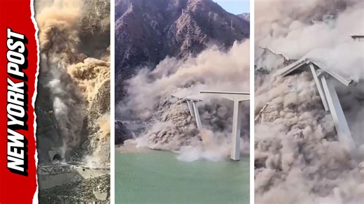Shocking footage of Chinese bridge collapsing months after opening
