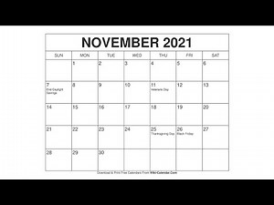 Printable November 2021 Calendar Templates with Holidays - Wiki Calendar
