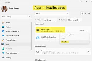 How to uninstall Media Player app from Windows 11/10