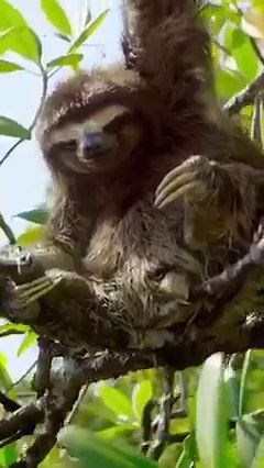 It’s time for a dip! The pygmy three-toed sloth is the slowest moving land mammal in the world. They move around two metres per minute! However, when swimming, they’re capable of moving around three times faster. Their diet of leaves generates large amounts of gas in the sloth’s stomach, helping to keep them buoyant. | BBC Earth