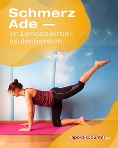 🤸 Fit mit apo-discounter.de: Schmerz Ade 🤸 Heute zeigt dir Christin Übungen, die bei Schmerzen im im Lendenwirbelsäulenbereich eingesetzt werden können. 👉 Das Voltaren Schmerzgel forte gibt es bei uns 36% günstiger: bit.ly/VoltarenSchmerzgelForte 🐱 Katzenbuckel-Pferderücken: Mobilisiert Deine Wirbelsäule. 🤸 Spannungsübung: Dient der besseren Körperwahrnehmung. 🦵 Beinstrecken im Vierfüßlerstand: Kräftigt Gesäß- und Rückenmuskulatur und schult das Gleichgewicht. ☝️ Bei starken Schmerzen soll