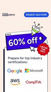 Get ready to earn top industry certifications with 60% off Pro through June 23rd. | Codecademy