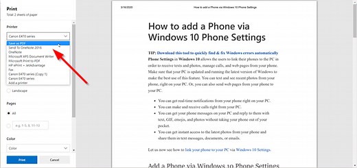 How to save webpage as PDF file in Edge Browser