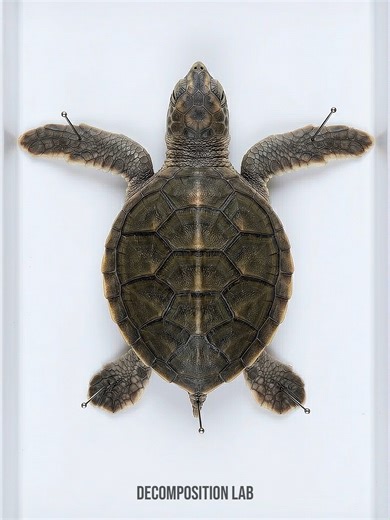 A laboratory decomposition time-lapse documenting how nature breaks down a small turtle hatchling. Beetles and larvae gradually clean the specimen until only the skeleton remains. Pure science and natural biology in action. #decomposition #fyp #timelapse #learnontiktok #naturetok #biologytok #oddlysatisfying
