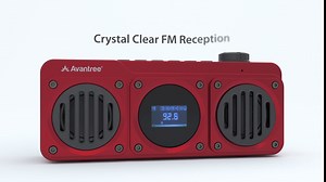 Avantree Boombyte - Portable FM Radio with Bluetooth Speaker, Superb Sound, Metal Finish, MP3 Player, Support Micro SD Card & USB Audio Input, Long Play Time, Rechargeable, Easy to Use - Red