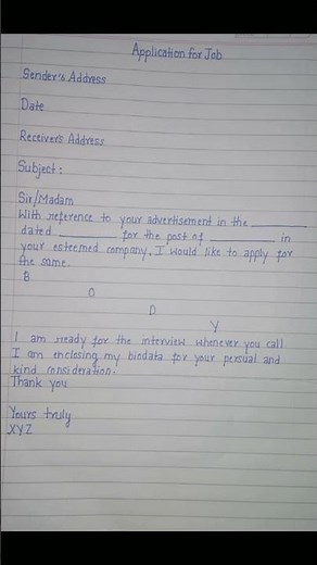 Class 12/11 Application for the Job format || Job Application Format #class12 #class12english