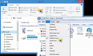 Resize Desktop icons or Change Explorer View type quickly in Windows 11