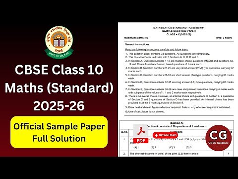 CBSE Sample Paper 2025-26 | Class 10 Maths Standard | Complete Solution