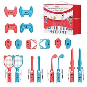 Amazon.com: Nintendo Switch Sports Accessories Bundle for Nintendo Switch Sports Games and Family Fun, Compatible with Switch/Switch OLED Sports Games with Tennis Racket, Golf Club, Sword Grip, etc : Videojuegos