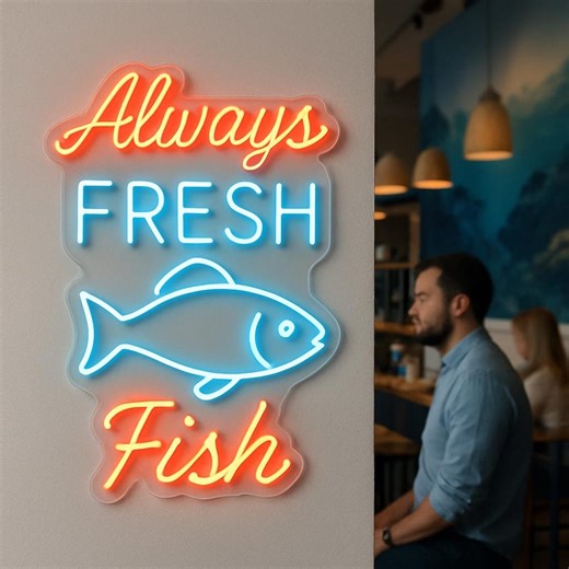 Fish Farm Neon Sign. Aquafarm Light. Restaurant Led Sign. "always Fresh Fish" Neon Decor. - Etsy