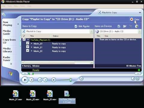 How to create a music CD - with files that have a .CDA extension using windows media player 9.0