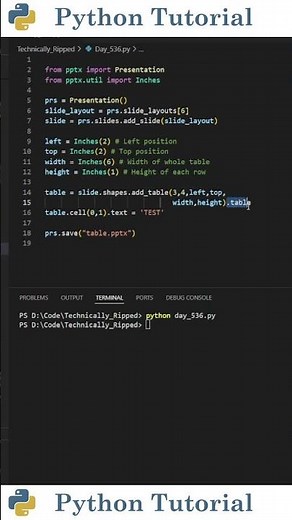 Creating Tables In PowerPoint With Python | Python Tutorial
