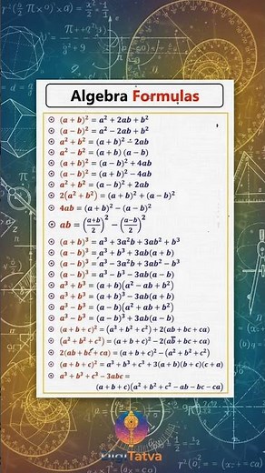 Algebra Formula Chart | All Basic Algebra Formulas Explained in Easy Way