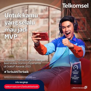 Peluang menjadi MVP di setiap match jadi makin besar dengan Telkomsel, pemenang Best Mobile Gaming Experience yang #TerbuktiTerbaik di Ookla Awards 2023! Penghargaan ini kami persembahkan untuk kamu yang udah setia bersama Telkomsel. Yuk, terus terhubung! Cek Info lengkapnya di telkomsel.com/terbuktiterbaik. | Telkomsel